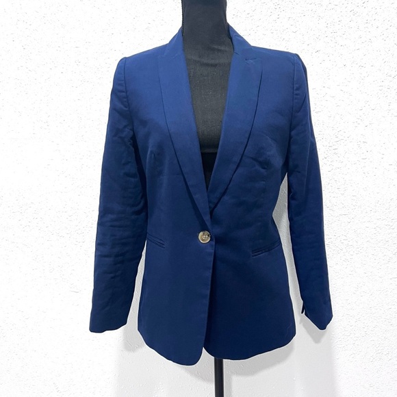 J. Crew Navy Blazer for Women Linen-blend one-button blazer 8 - Picture 1 of 6